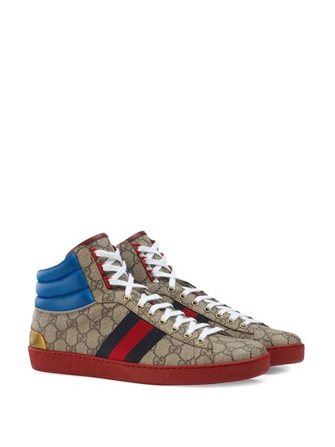 gucci ace gg high top beige ebony|gucci ace tennis shoes.